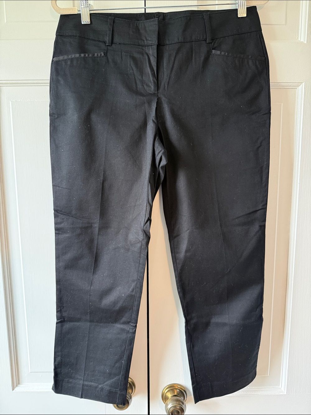 NY & CO Classic Black Stretch Cotton Cropped Ankle Capri Pants Size 6 Capsule